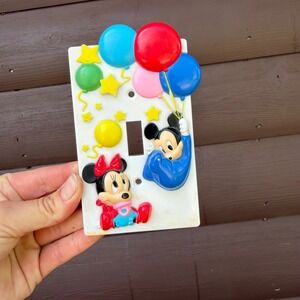 Disney Light Switch Cover Kids Baby Mickey Minnie 1984 Vintage White Multi